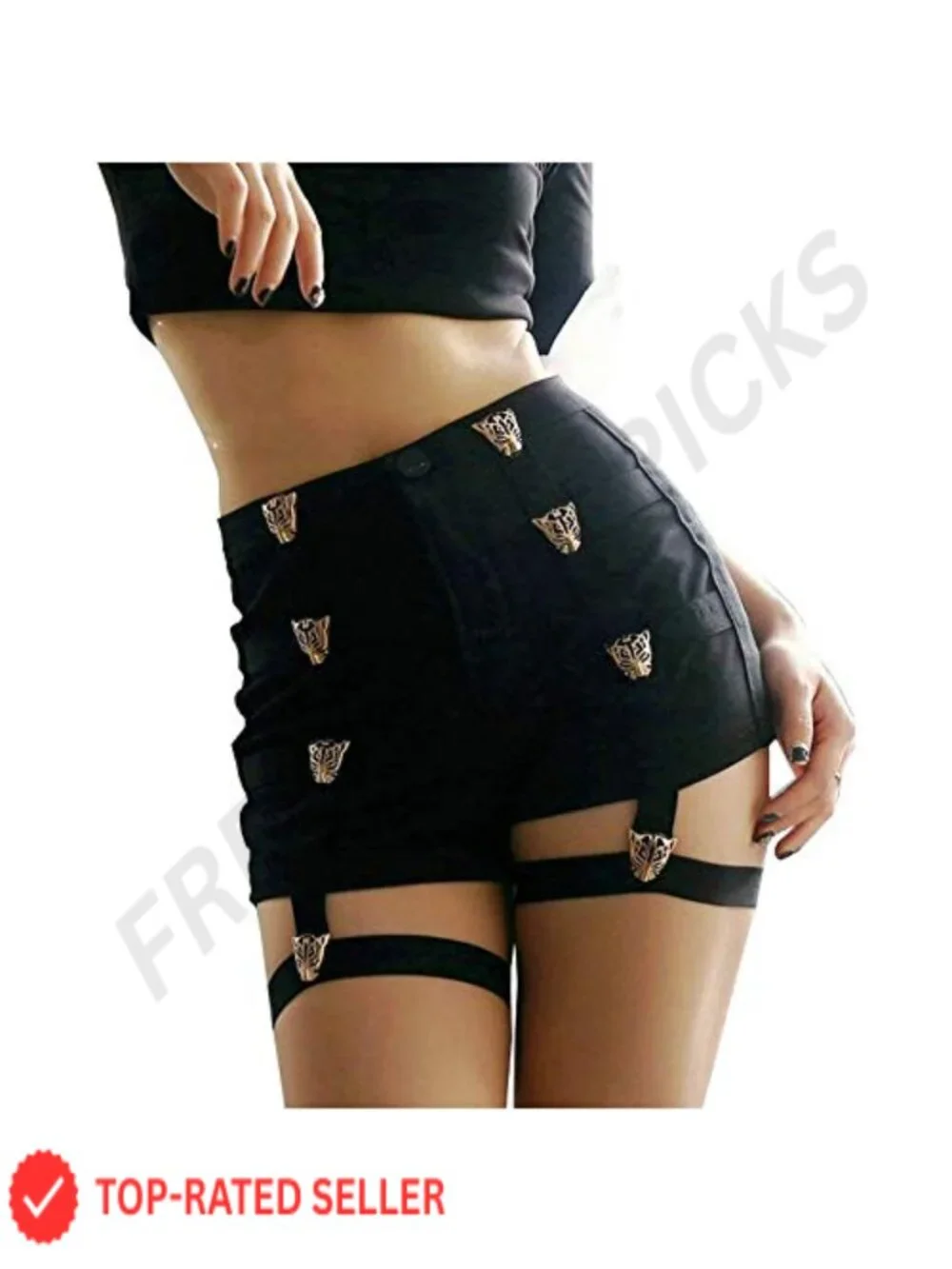 High Waist Punk Gothic Shorts Metal Hollow Out Sexy Rock Hot Shorts for Club